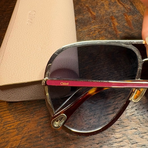 Chloé CH0099S 003 Red Gold Aviator Oversized Sunglasses main image 8